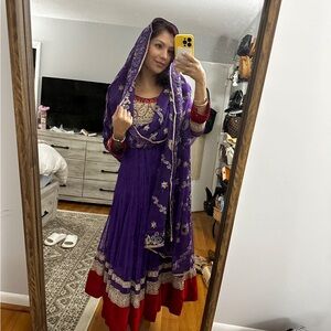 Ethnic Indian Wear Purple and Red Maxi Dress